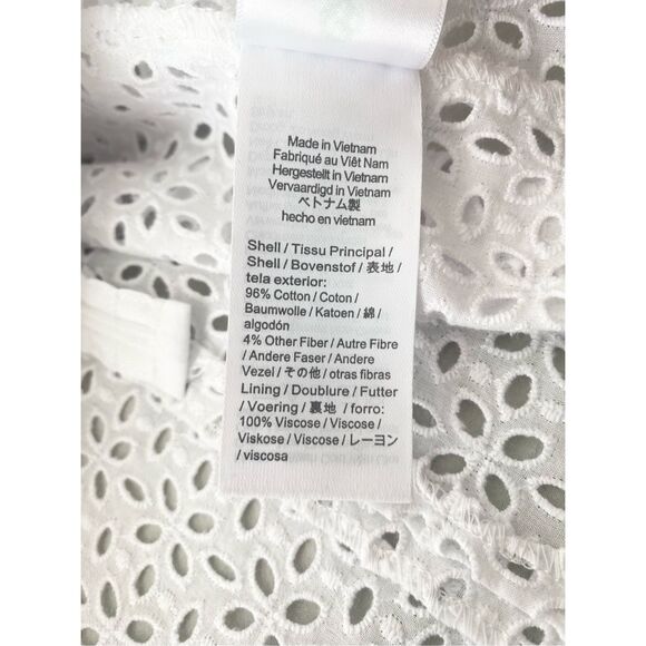 J. Crew White Cotton Eyelet Back V Neck Puff Sleeve Sz 8 - Picture 8 of 12